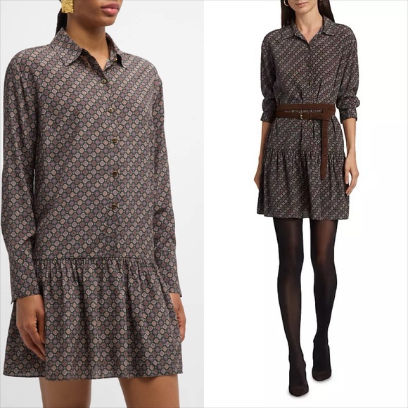 Veronica beard Alexandra silk printed mini shirt dress